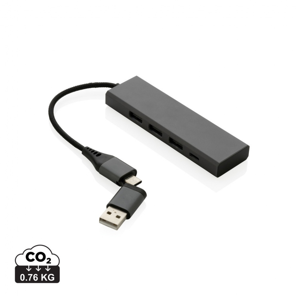 Logotrade liikelahjat mainoslahjat tuotekuva: Terra RCS alumiininen USB-hub 3 portilla