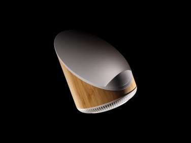 Logotrade mainoslahja tuotekuva: Ovate bambuinen 5W kaiutin 15W langattomalla laturilla