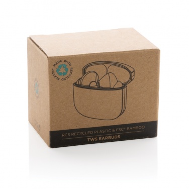 Logotrade mainostuote tuotekuva: TWS kuulokkeet RCS kierrätetystä muovista ja bambusta