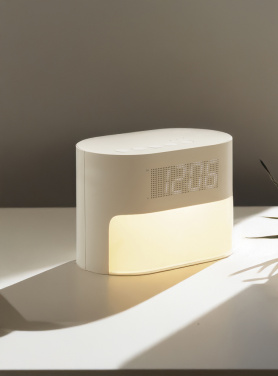 Logotrade liikelahjat mainoslahjat tuotekuva: LumaRise RCS -herätyskello, valkoinen kohina, kierrätysmuovi