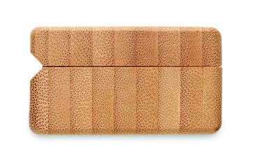 Logotrade biznesa dāvanas foto: TWS austiņas bambusa futrālī