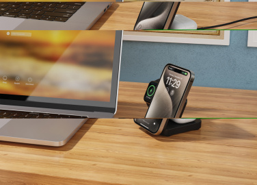 Logotrade logo dāvanas foto: Urban Vitamin Arcadia RCS plastmasas 15W 3in1 magnētiskais lādētājs