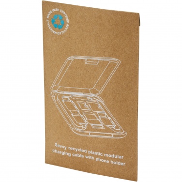 Логотрейд pекламные продукты картинка: Savvy модульный кабель для зарядки из переработанной пластмассы с держателем для мобильного телефона