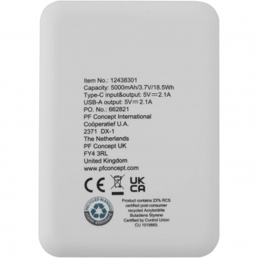 Логотрейд pекламные cувениры картинка: Asama портативное зарядное устройство Type-C из переработанной пластмассы емкостью 5000 мАч