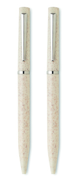 Логотрейд pекламные подарки картинка: Wheat straw/ABS twist pen set