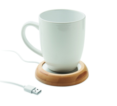 Лого трейд бизнес-подарки фото: Bamboo mug warmer with USB