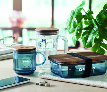 Логотрейд pекламные cувениры картинка: Ribbed glass mug 300ml