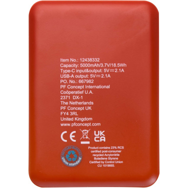 Logotrade kampanjprodukter bild: Asama 5 000 mAh Type C-powerbank i återvunnen plast