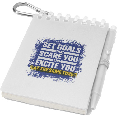 Logotrade profilprodukter bild: Lig Mini uppsättning med återvunnen utomhusanteckningsbok med mjukt omslag och kulspetspenna (blått bläck)